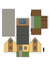 ocuklar iin hazr ev model maketi ablonu, paper craft model house